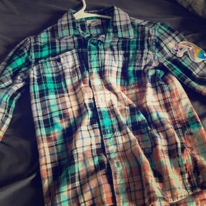 Kids flannel with unicorn patch